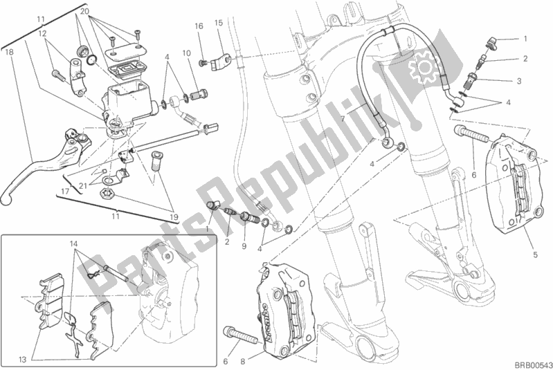 All parts for the Front Brake System of the Ducati Monster 821 USA 2018